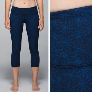 LULULEMON Wunder Under Crop II Full-On Luon 6 Sashico Star Inkwell Rugged Blue